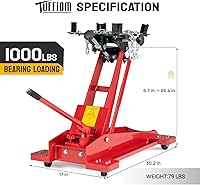 Vista 5 de TUFFIOM Gato hidráulico de transmisión para servicio/piso de 1/2 tonelada (1,000 lb) de capacidad, bajo perfil con carro rodante, herramienta