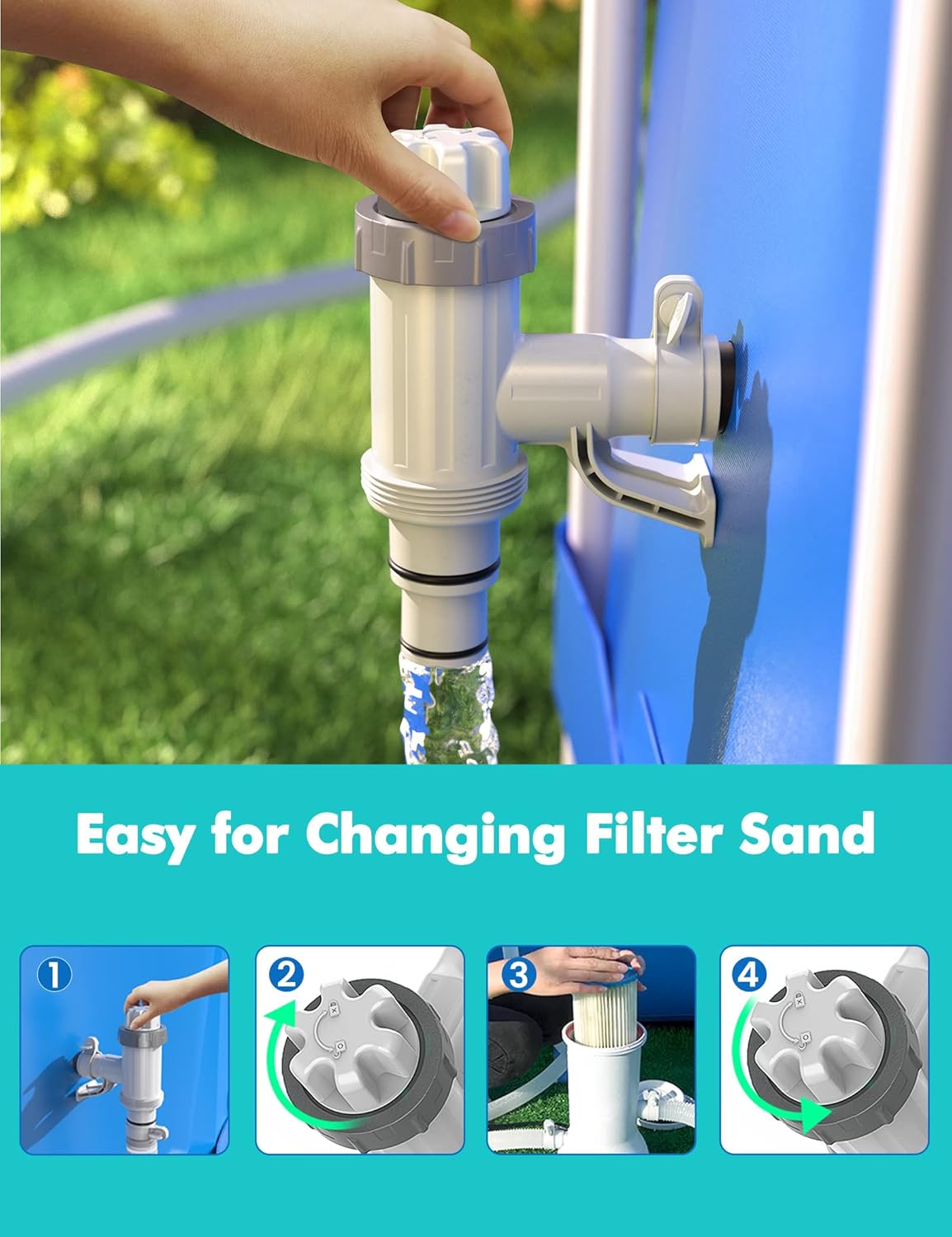 【Patented】 Plunger Valve for Above Ground Swimming Pool, Pool Replacement Parts with On-Off Valve, Pool Hose Adapter and Pool Pipe Holder, Pool Pump Parts, Above Ground Pool Accessories