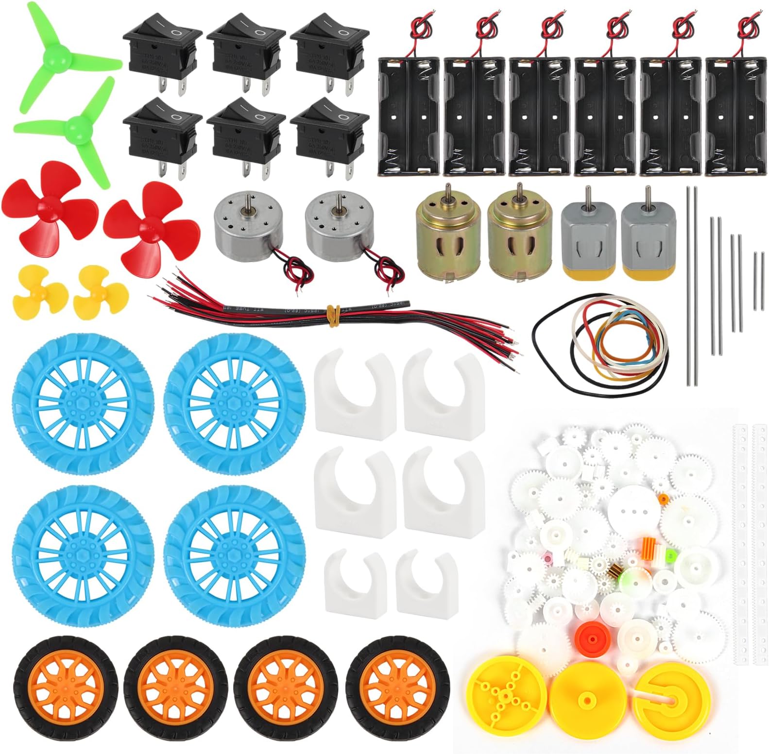 DC Motors Kit DIY Science Projects DC Motor Kit 3V-12V 25000RPM Mini Electric Hobby Motors with Plastic Gears, Battery Holder, Boat Rocker Switch, Shaft Propeller