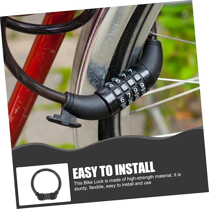 Candados de cable para bicicleta con combinación 4 dígitos, 2 piezas miniatura 5