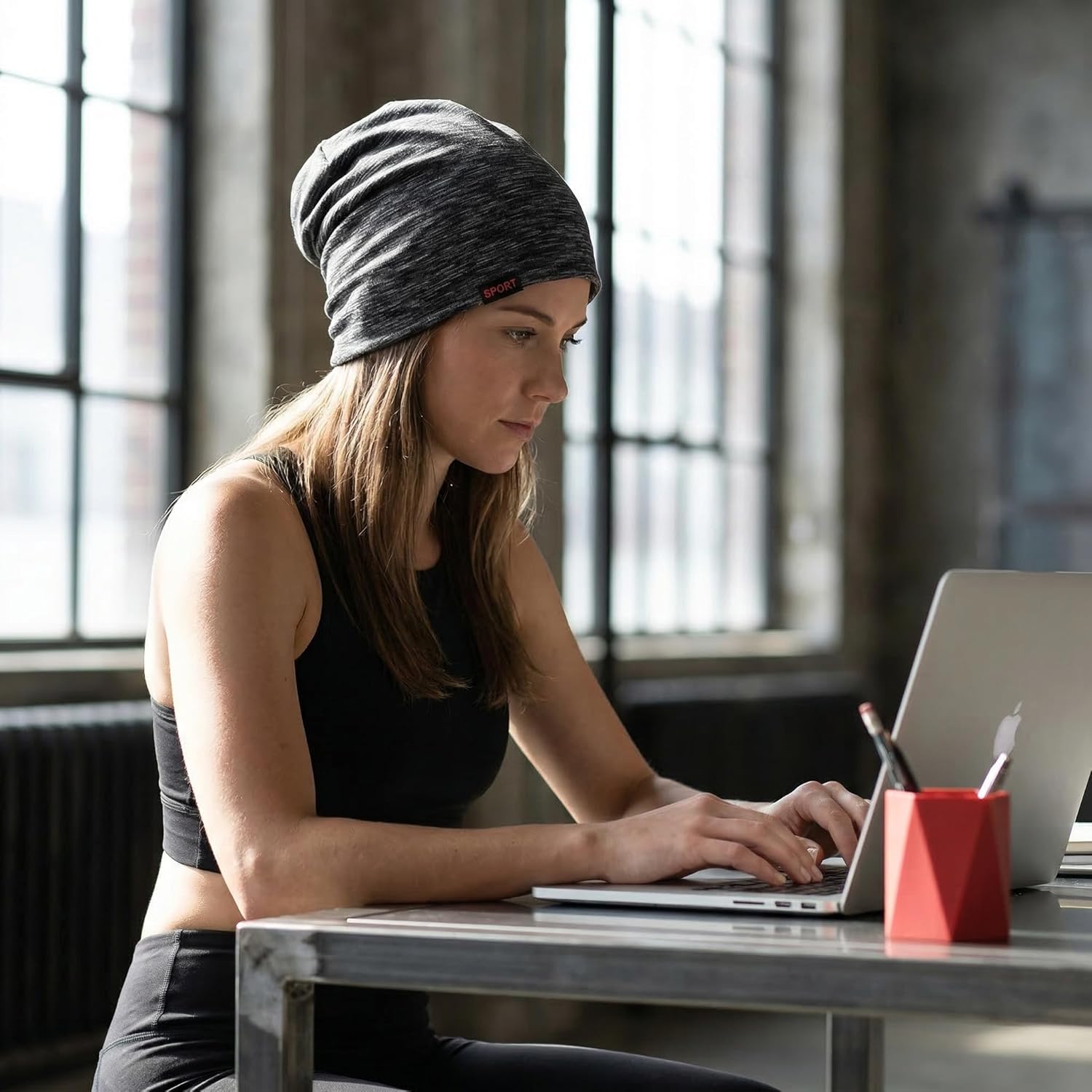 EMF Protection Beanie, Silver Fiber Lined Soft Cotton Skull Cap, Elastic Comfortable Head Cover for Adults