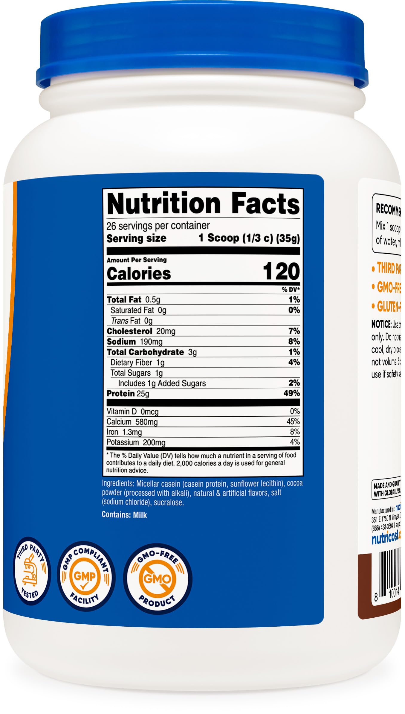Nutricost Casein Protein Powder 2lb Chocolate — Amazon image 5