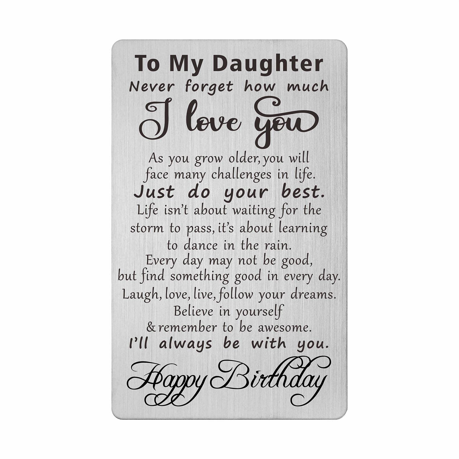 TANWIH Daughter Birthday Gifts – Engraved Metal Birthday Card for Daughter – Special Celebration Keepsake