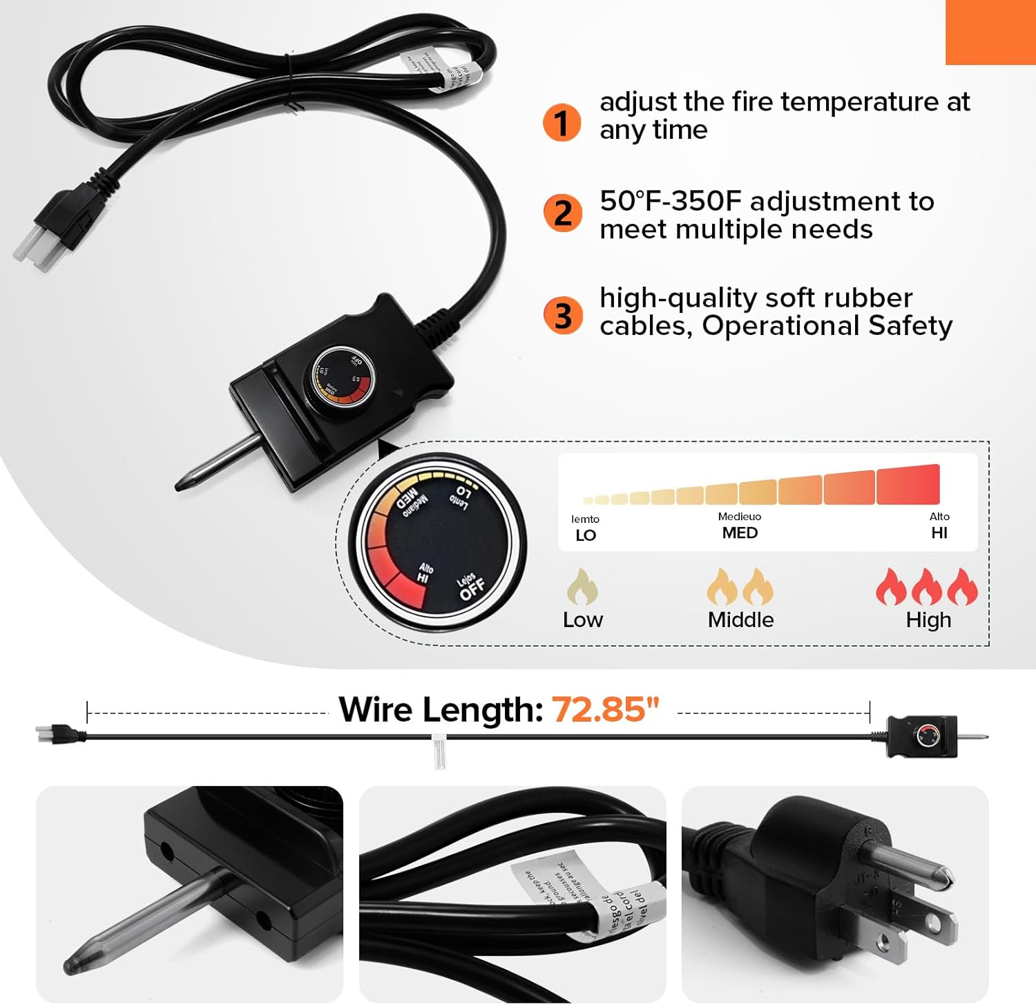 1650W Universal Electric Smoker Heating Element Adjustable Thermostat Controller Compatible with Brinkman, Cuisinart, Char-Broil, Dyna-Glo, Smoke Hollow, Masterbuilt and Charcoal to Electric Smokers