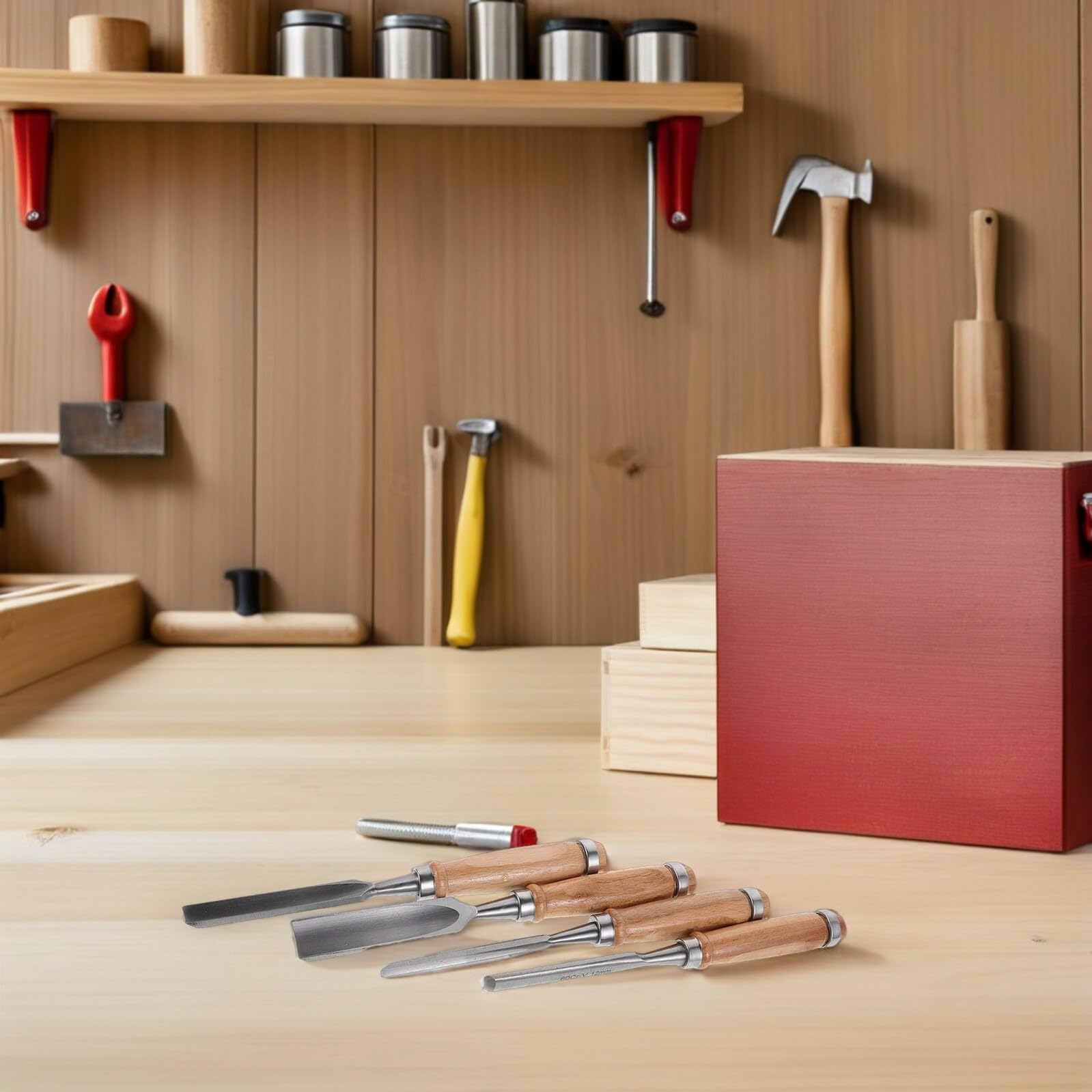 GALPADA Set di 4 Scalpelli per Intaglio del Legno in Acciaio, Kit per Modellismo e Ristrutturazione Legno, Scalpelli Semicircolari per Sagomatura