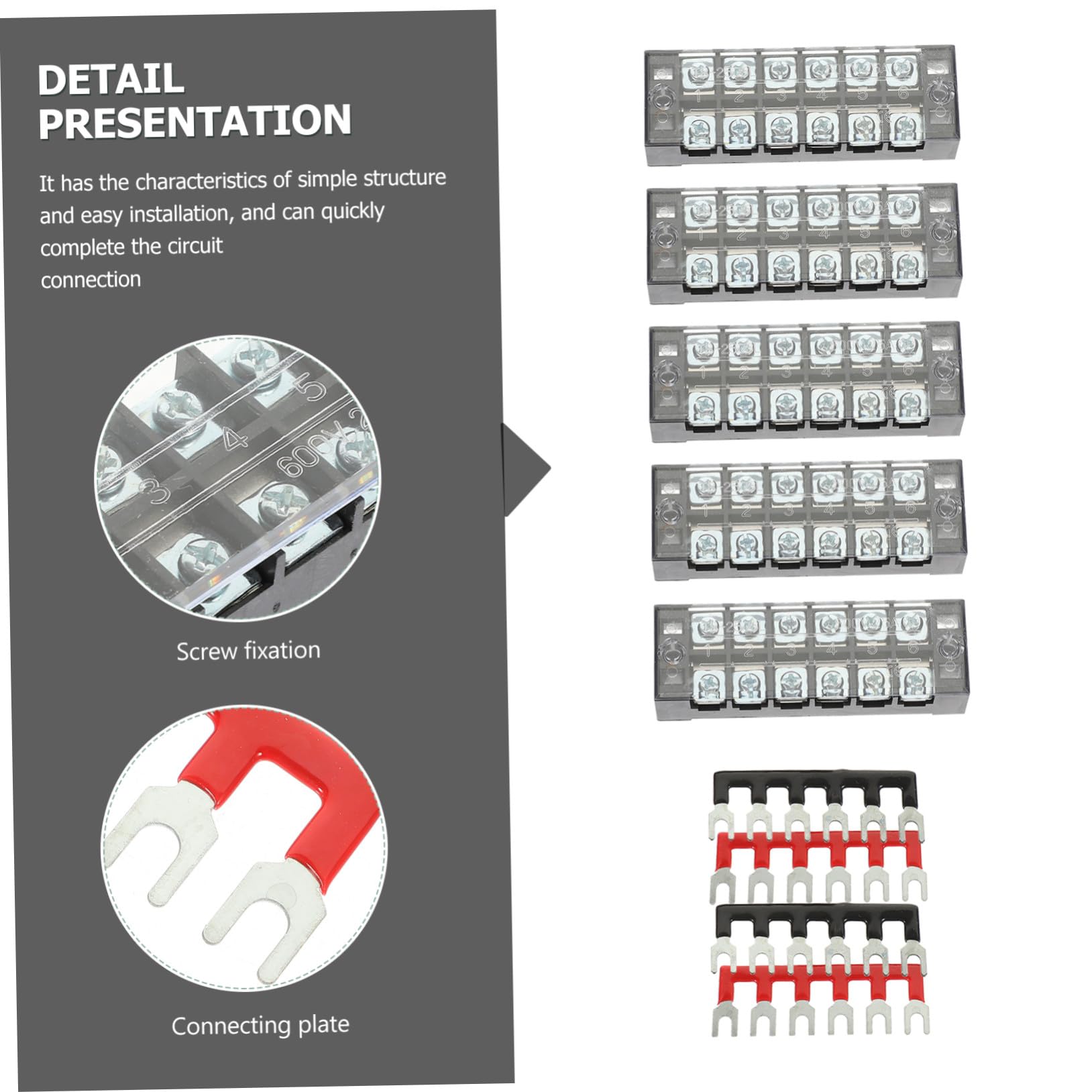 3 Set Morsettiera Vite Doppia Kit Terminale di Alimentazione con Strip Barriera Connessione Elettrica Robusta per Pannelli Distribuzione e Impianti