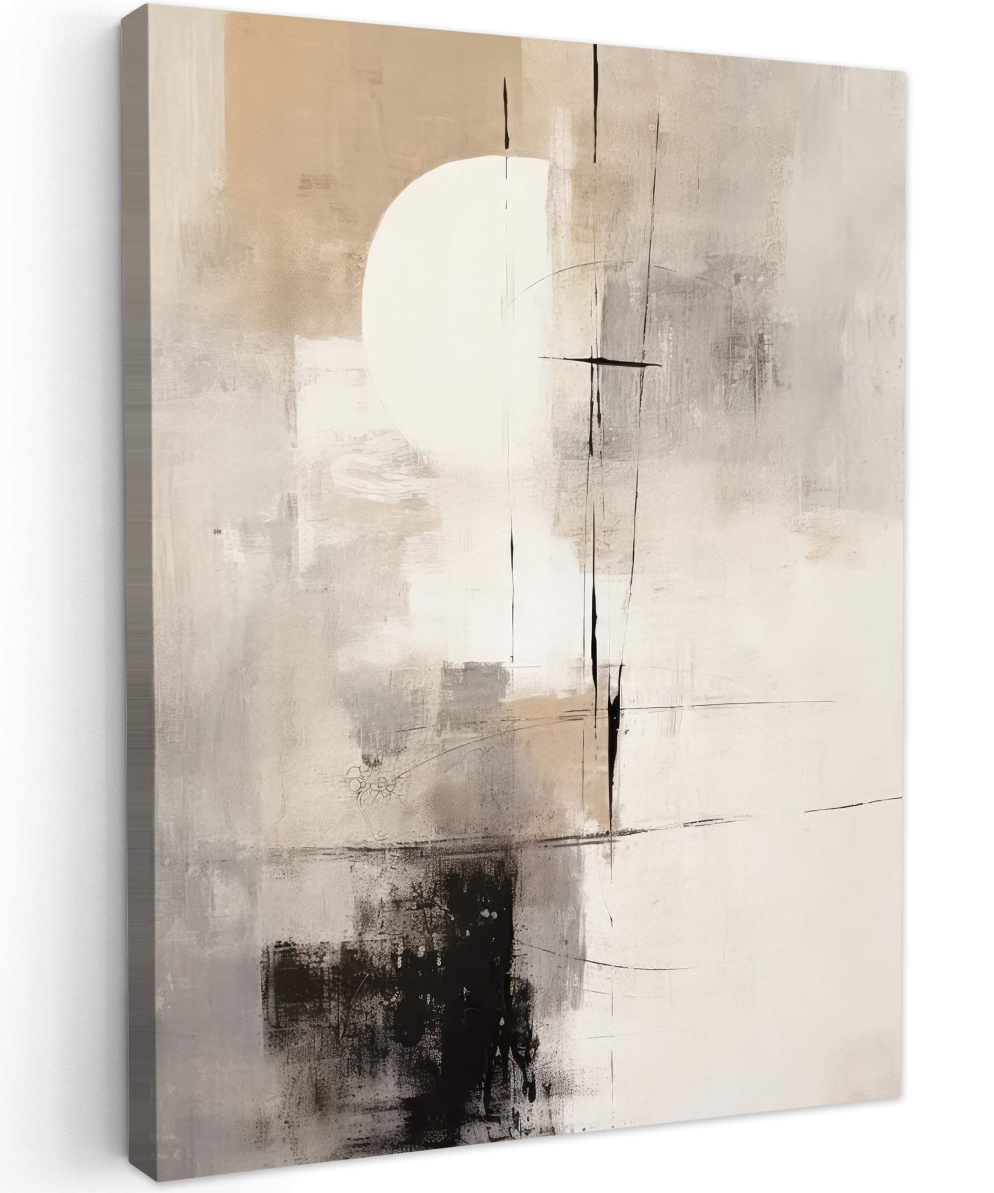 MuchoWow© Canvas Wall Art 24"x31" / 60x80 cm Decor Hanging Pictures for Living Room Canvus Artwork Deco Walls Abstract - Art - Gray