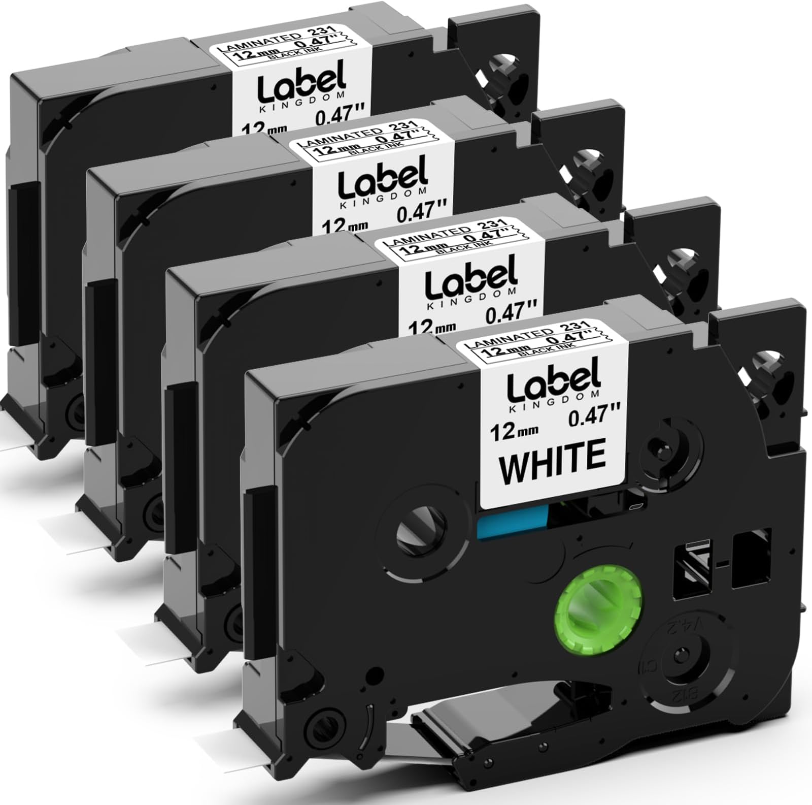 Labeltape Brother P-touch Btag-231 standaard 12mm zwart op wit One-Stop