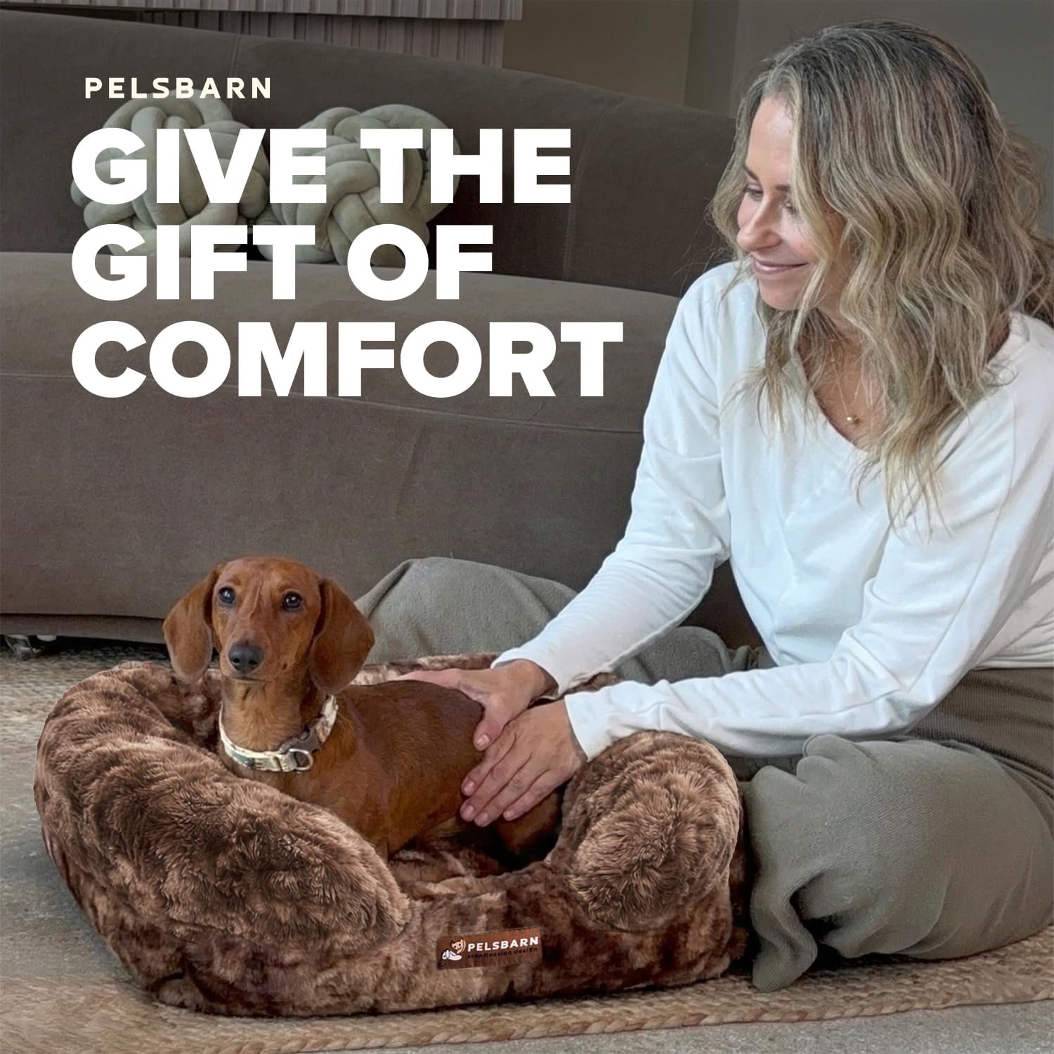Pelsbarn Luxurious Orthopedic Dog Bed - Small (19.6" x 15.7") Therapeutic Joint Support Pet Bed - Velvety Soft Removable Washable Cover - Brown
