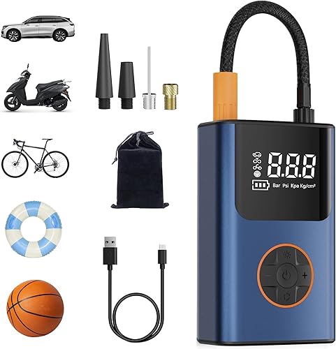 TGBOX - Inflador de neumáticos portátil, inflador de neumáticos portátil inalámbrico de 150 PSI, inflado rápido, bomba de aire para neumáticos de