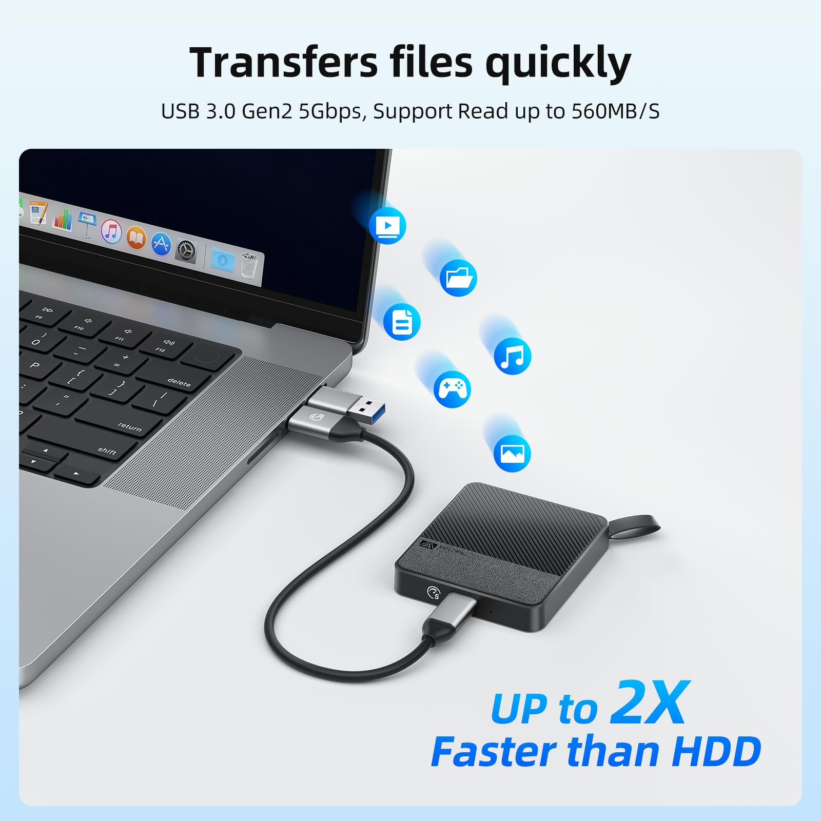 SAN ZANG Externe SSD 512GB | Portable Festplatte USB-C Aluminium Gehäuse Für PC & Laptop