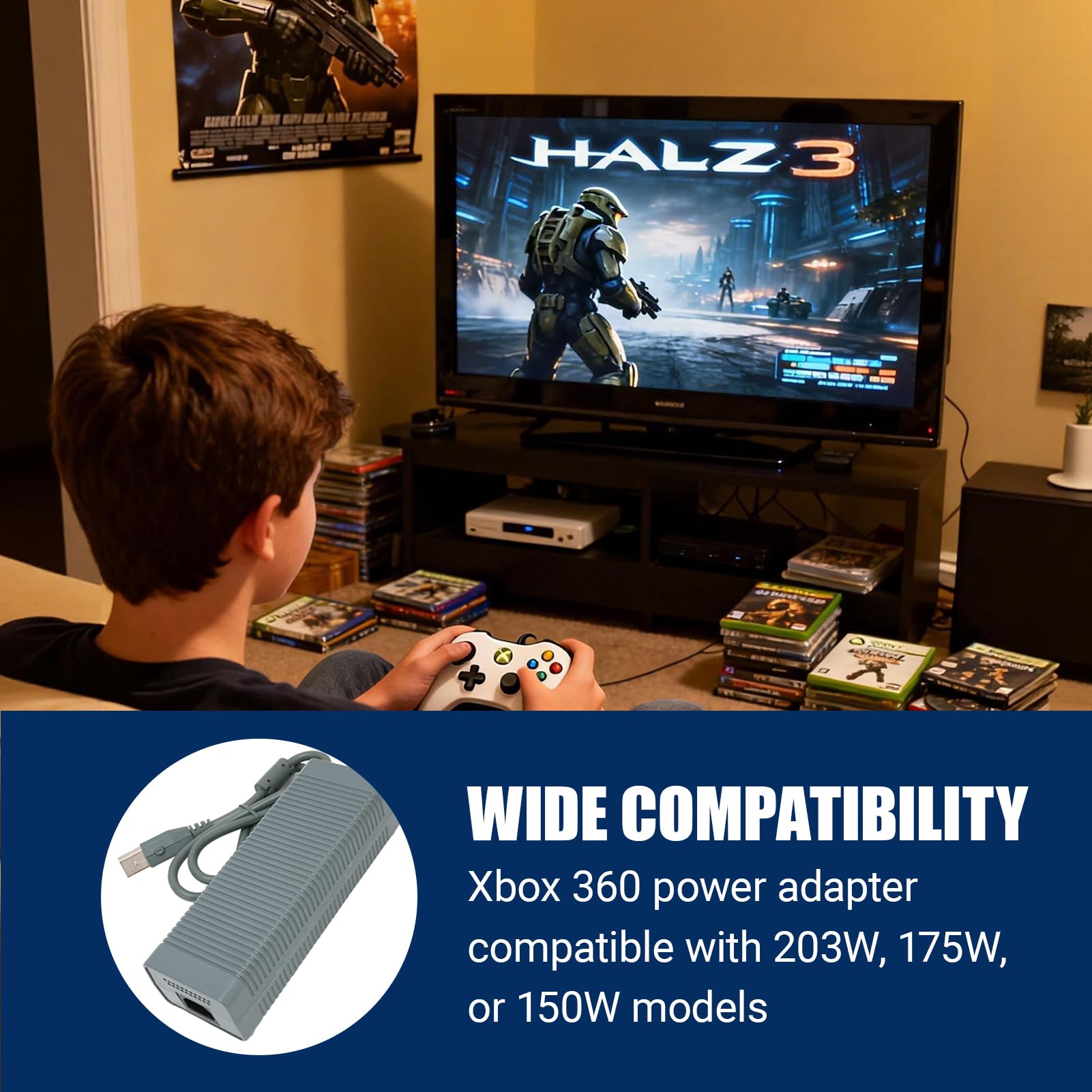 Adaptador de Corriente genérico 360 para Consola de Juegos, Cargador de Fuente de alimentación con Cable de alimentación, Adaptador de transmisión, Fuente de alimentación,