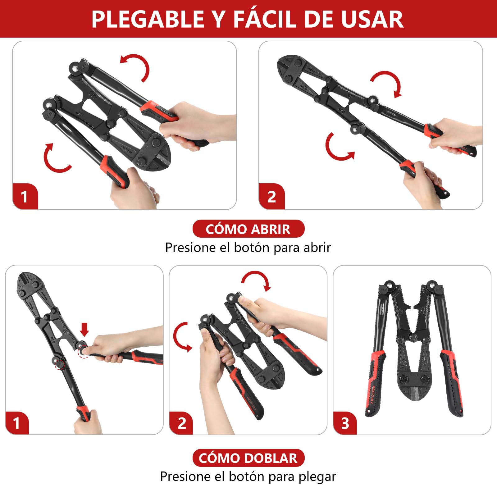 MAXPOWER Cortador de Pernos 450mm/18" Capacidad Máxima de Apertura: 18mm Cortapernos Fuerte y Resistente