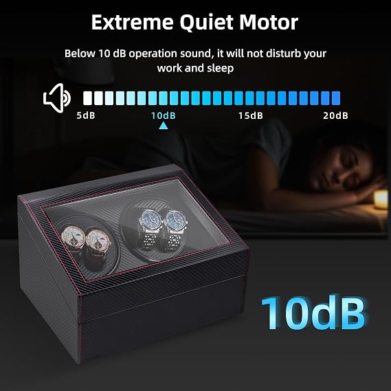 Mcbazel Automatic Watch Winder Box with 4 Watch Winder & 6 Extra Storage Space