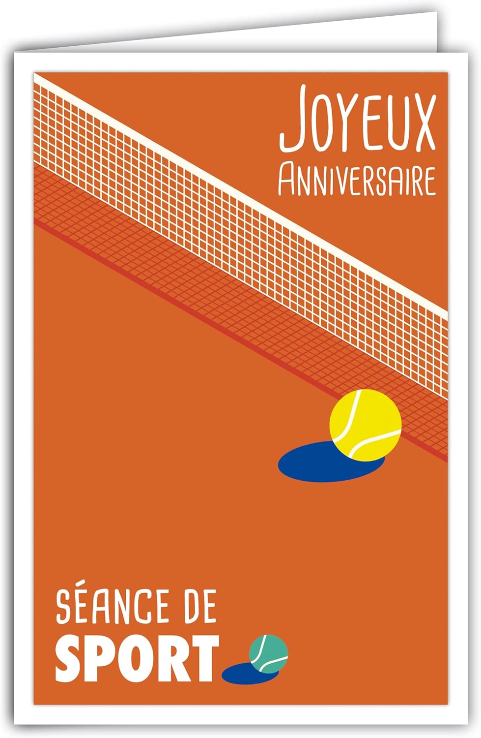 69-4317 Happy Birthday Card with Envelope for Tennis Fan - Mini Poster 17 x 11.5 cm - Sports Session/Ball/Player/Supporters Retro Vintage