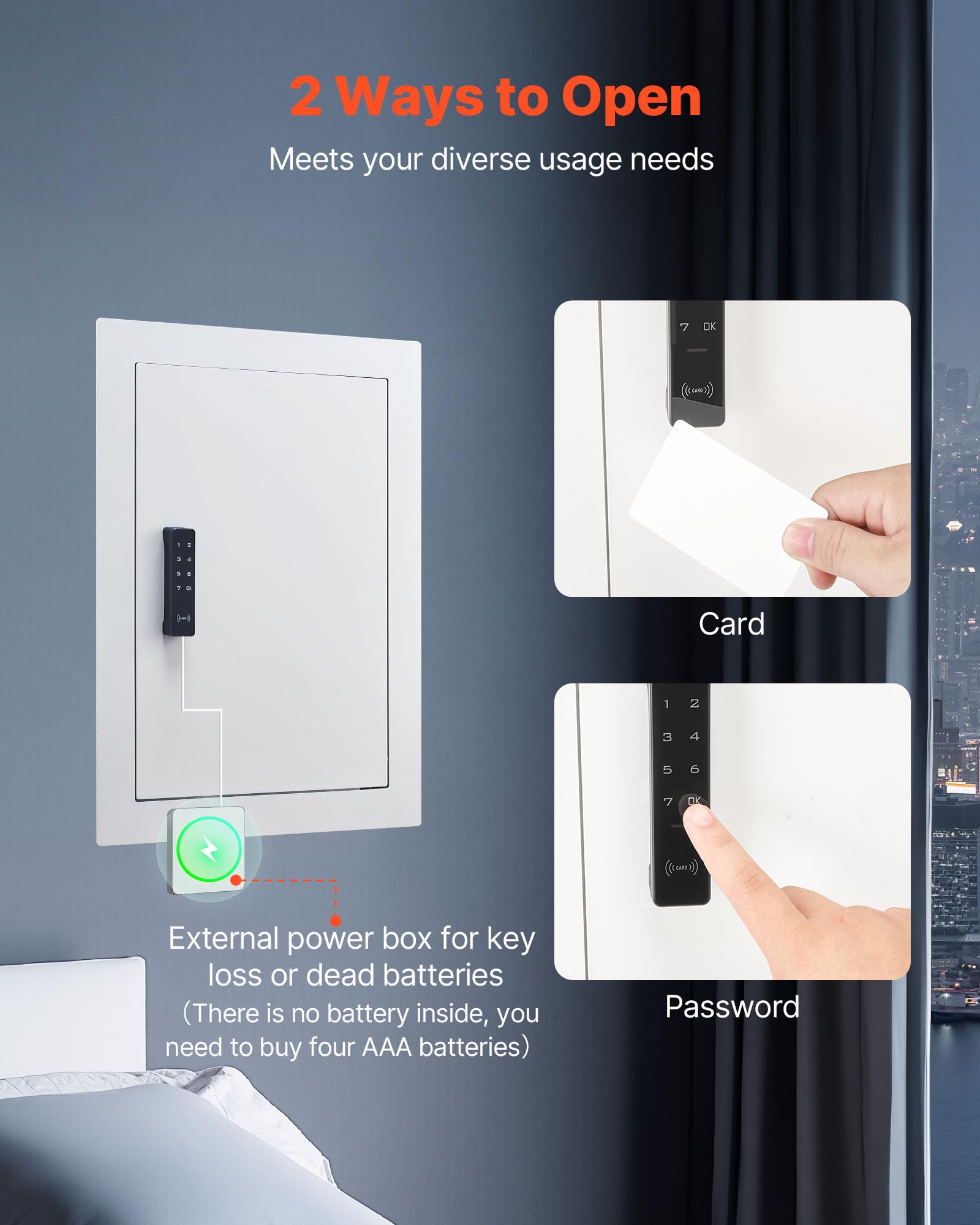 VEVOR Cassaforte a Muro da 102 x 413 x 559 mm con Password e Chiave, Alloggiamento Integrato in Acciaio Laminato a Freddo Q235 con Ripiani Regolabili e Illuminazione a LED, per Denaro, Gioielli