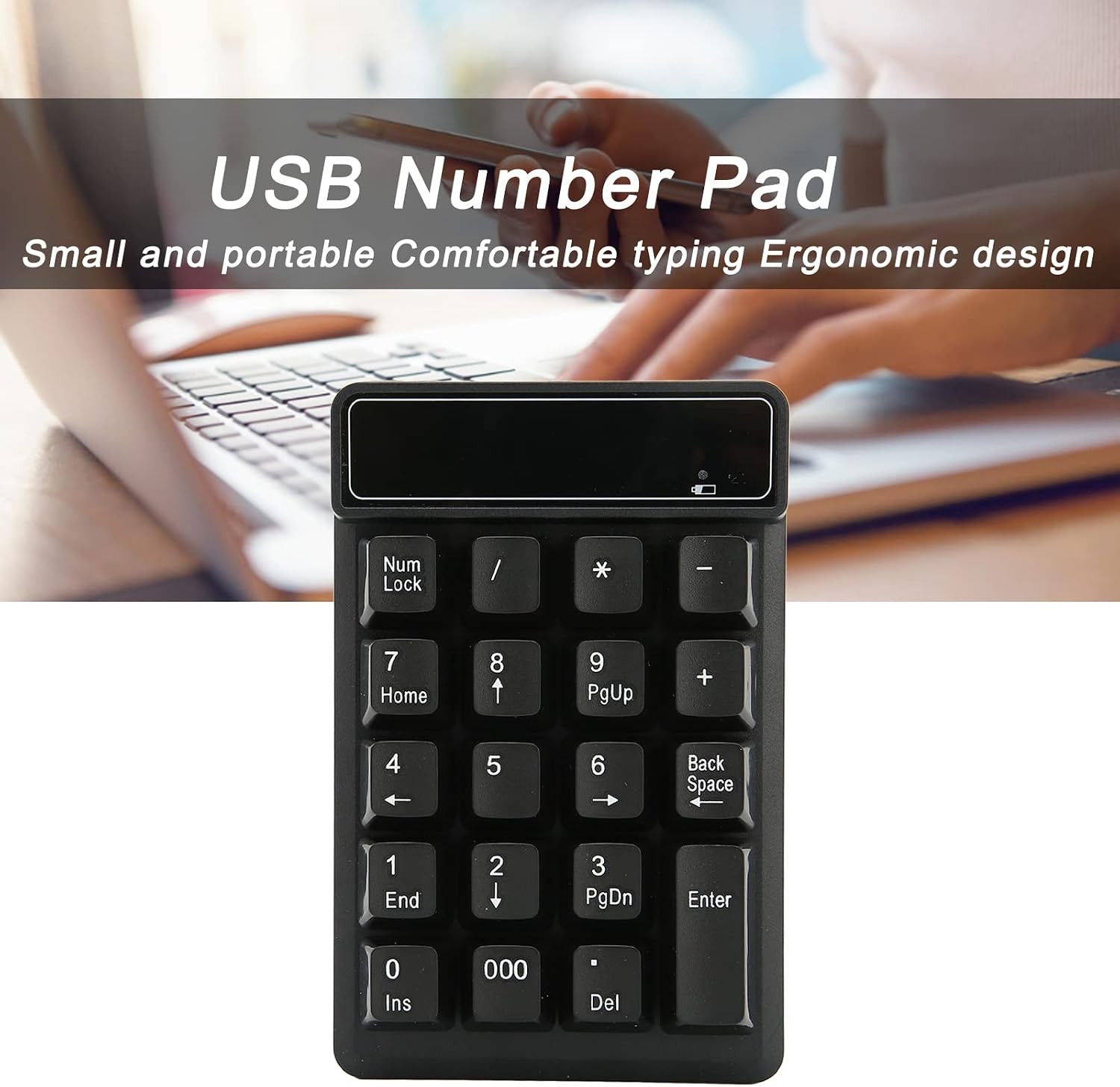 Number Pad 2.4 GHz, Numeric Keypad Numpad, 19 Keys Portable Financial Accounting Number Keyboard(10 Meters Distance)