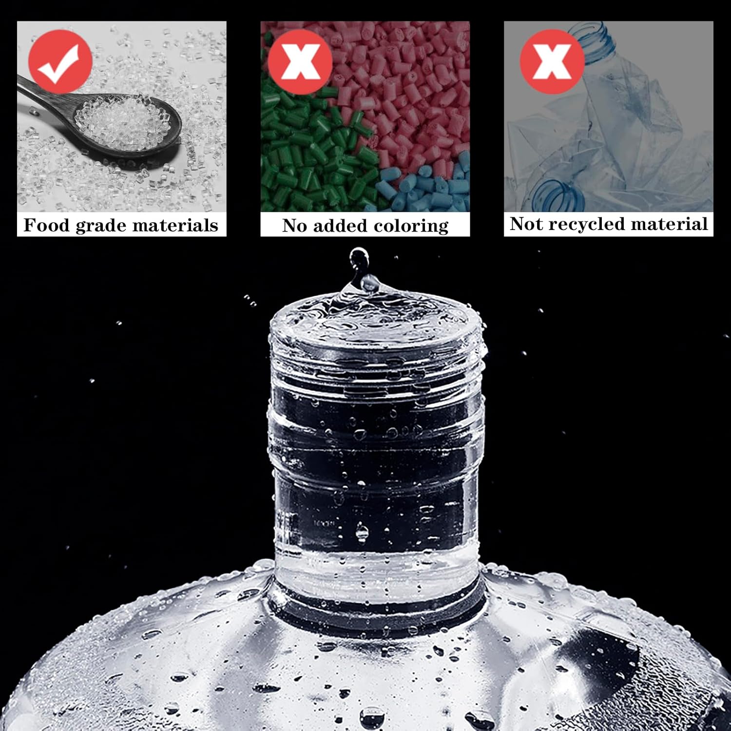 QISF 2 Pieces Water Bottle 1 Gallon Round Plastic Water Jug with Handle Screw Cap Reusable Leak Proof Bottle for Camping Outdoor Travel Caravans Gym Use - Image 5