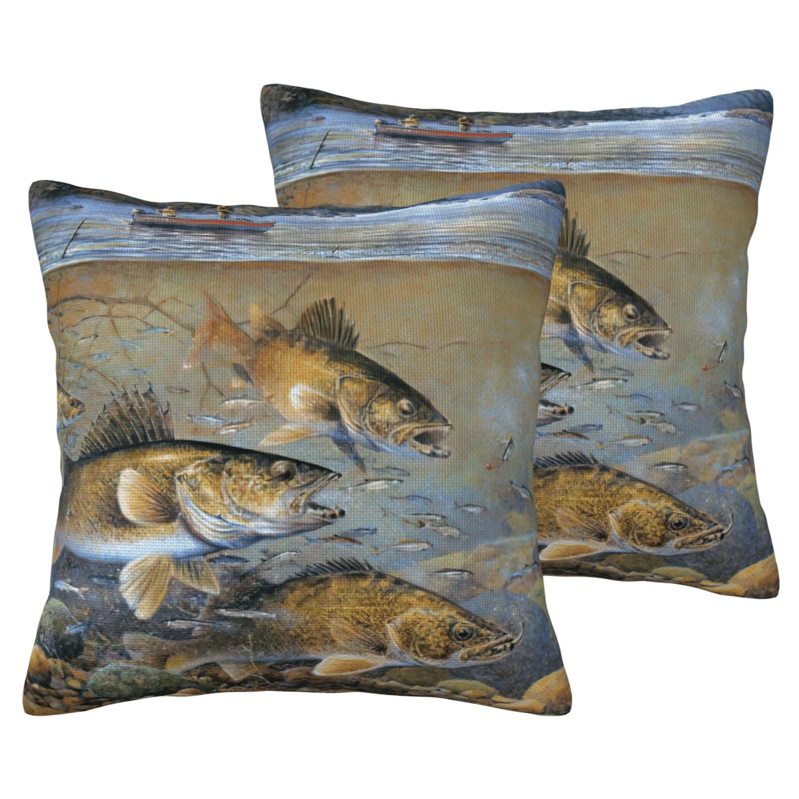 Housses de coussin en lin imitation imprimé pêcheurs taies d'oreiller salon