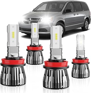 Grand Caravan High Low Beam Bulbs Combo Compatible with Dodge Grand Caravan 2011 2012 2013 2014 2015 2016 2017 2018 2019 2020, 4-Pack 6500K Cool White
