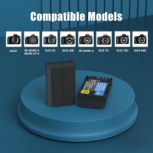 Miniatura 3 de JYJZPB Batería LP-E6NH de 2600mAh y cargador rápido tipo C para Canon EOS R R5 R6 R7 R8, RF, EOS 70D 80D 90D, 5D 6D 7D, 5D Mark II, 5D Mark III, 5D