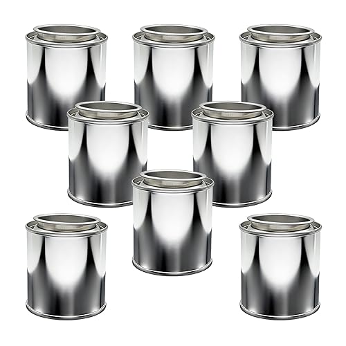 8 Pcs Empty Metal Paint Cans with Lids (1/4 Pint