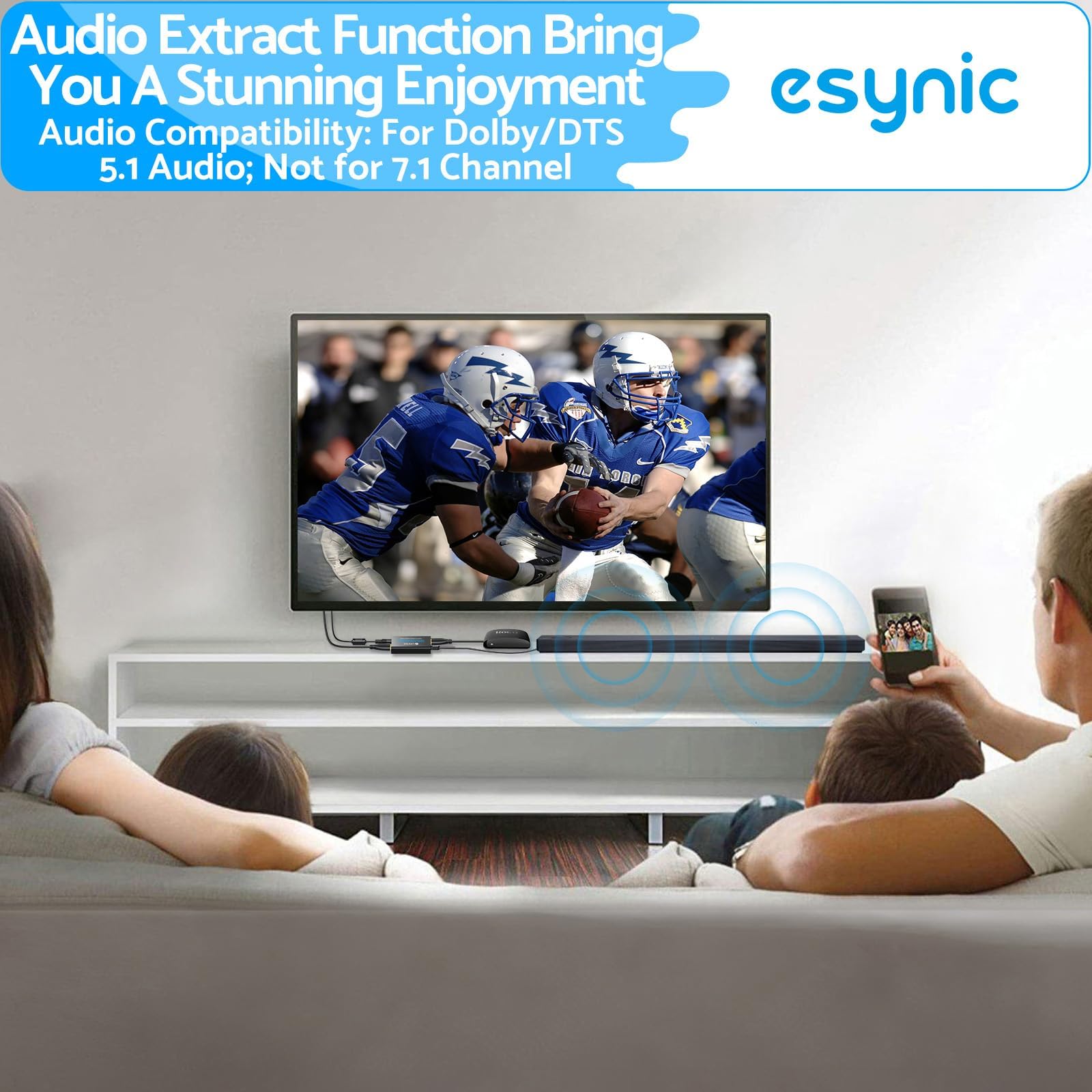 eSynic Extractor de Audio HDMI 4K@30HZ Con Adaptador Óptico - Compatible Con Dolby DST 1080P - Cable USB Para HDTV, BLU-Ray, PS5, Barra de Sonido