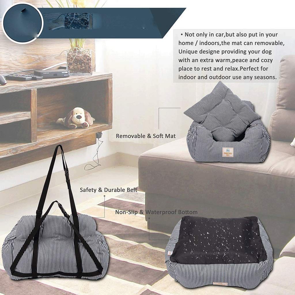 Funda para Asiento para Mascotas, Almohadilla para Mascotas de un Solo Asiento, Impermeable, Lavable a máquina, con cinturón de Seguridad y Bolsa de Transporte