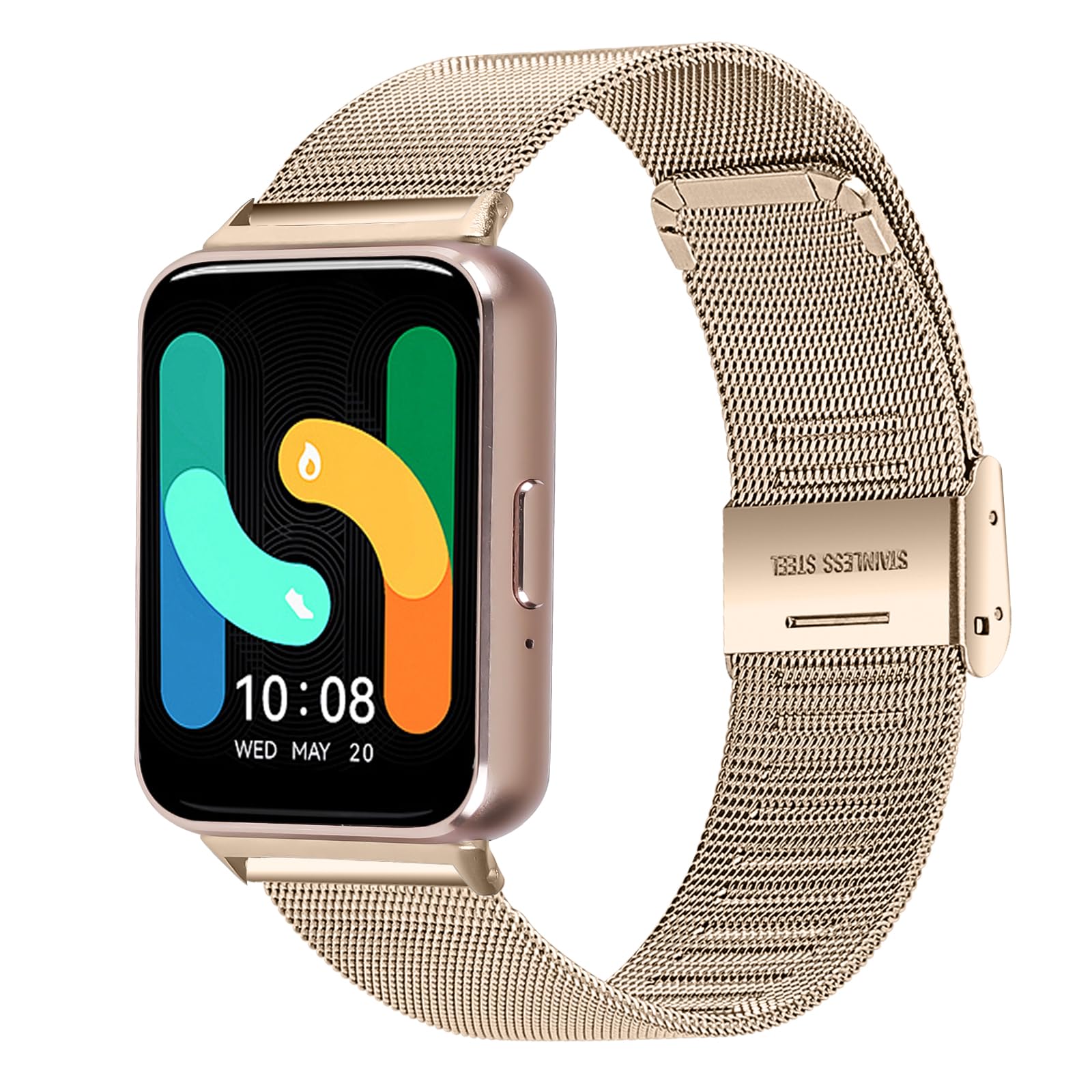 Galaxy Fit 3 correas de repuesto de metal, correa trenzada de metal compatible con Samsung Galaxy FIT 3 SM-R390 Smartwatch, pulsera ajustable para Galaxy FIT 3 bandas mujeres hombres