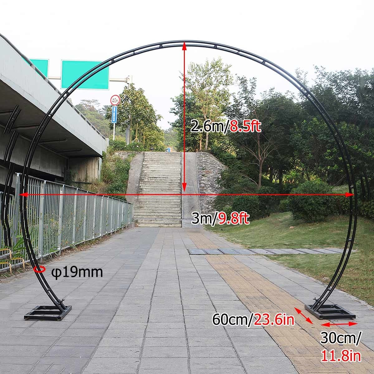 Wytrzymały metalowy łuk ogrodowy na wesela i imprezy, pergola 2,6 x 3 m, do roślin pnących, dekoracja zewnętrzna, czarne wykończenie, trwała i solidna konstrukcja