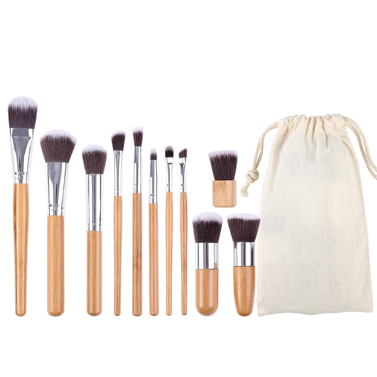 Sausiry Bamboo professional Cosmetic Makeup Brushes 11pcs with Make up Tool Kit Case - Beige