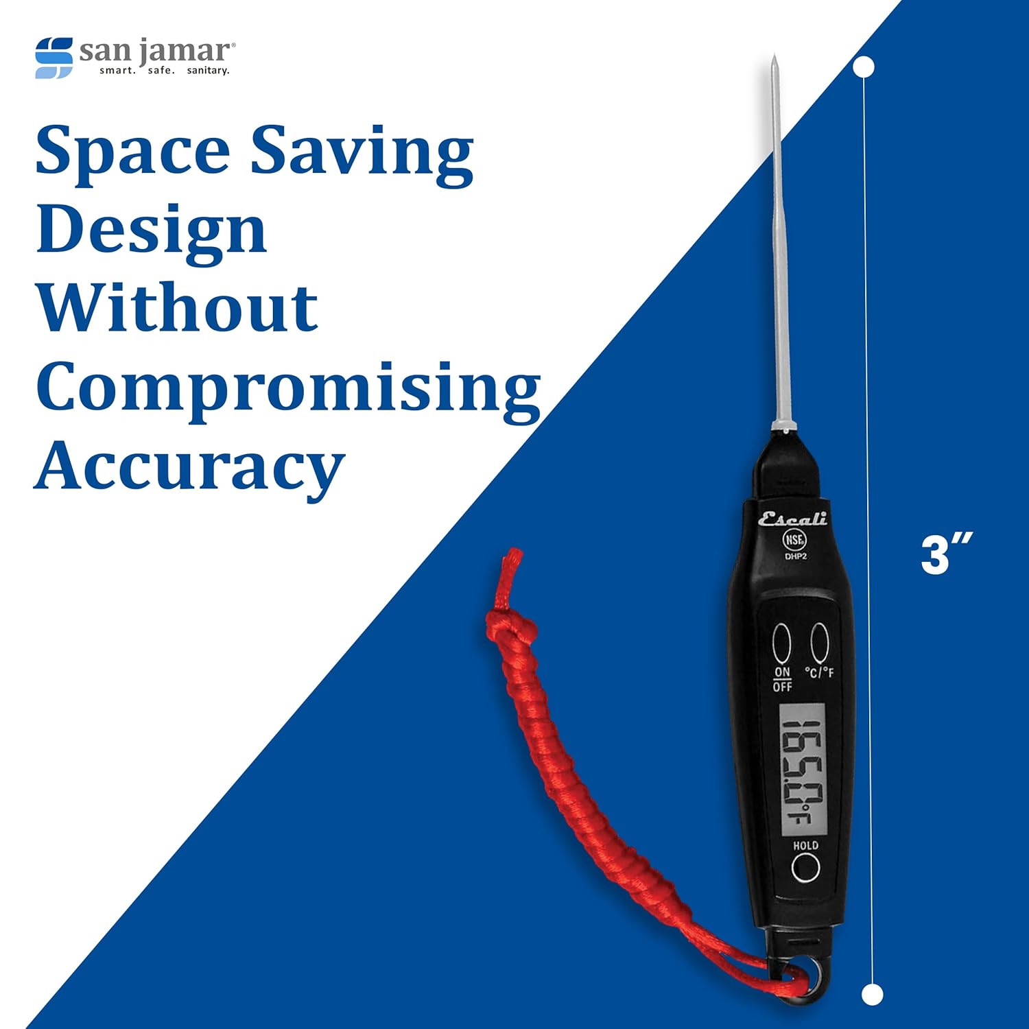 San Jamar THDGPN NSF Listed Digital Pen Thermometer, Black