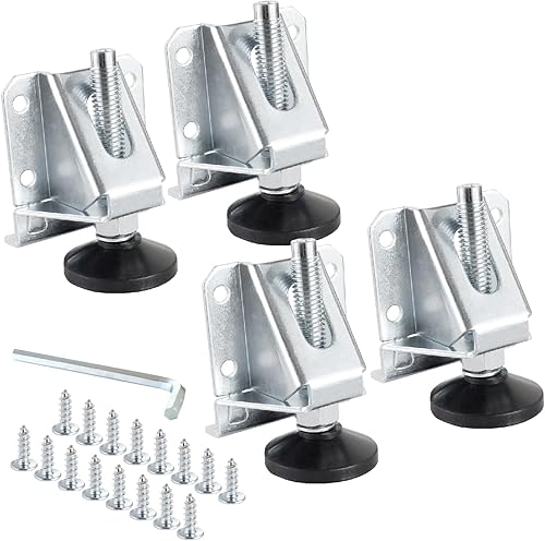 Miniatura 30 de POWERTEC Niveladores de patas para muebles, 16 unidades, patas niveladoras ajustables y resistentes con almohadillas que no se dañan, tornillos