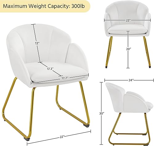 Miniatura 3 de Topeakmart Silla decorativa moderna, silla de terciopelo estilo floral, silla de tocador con patas mentales doradas para sala de estar, dormitorio,