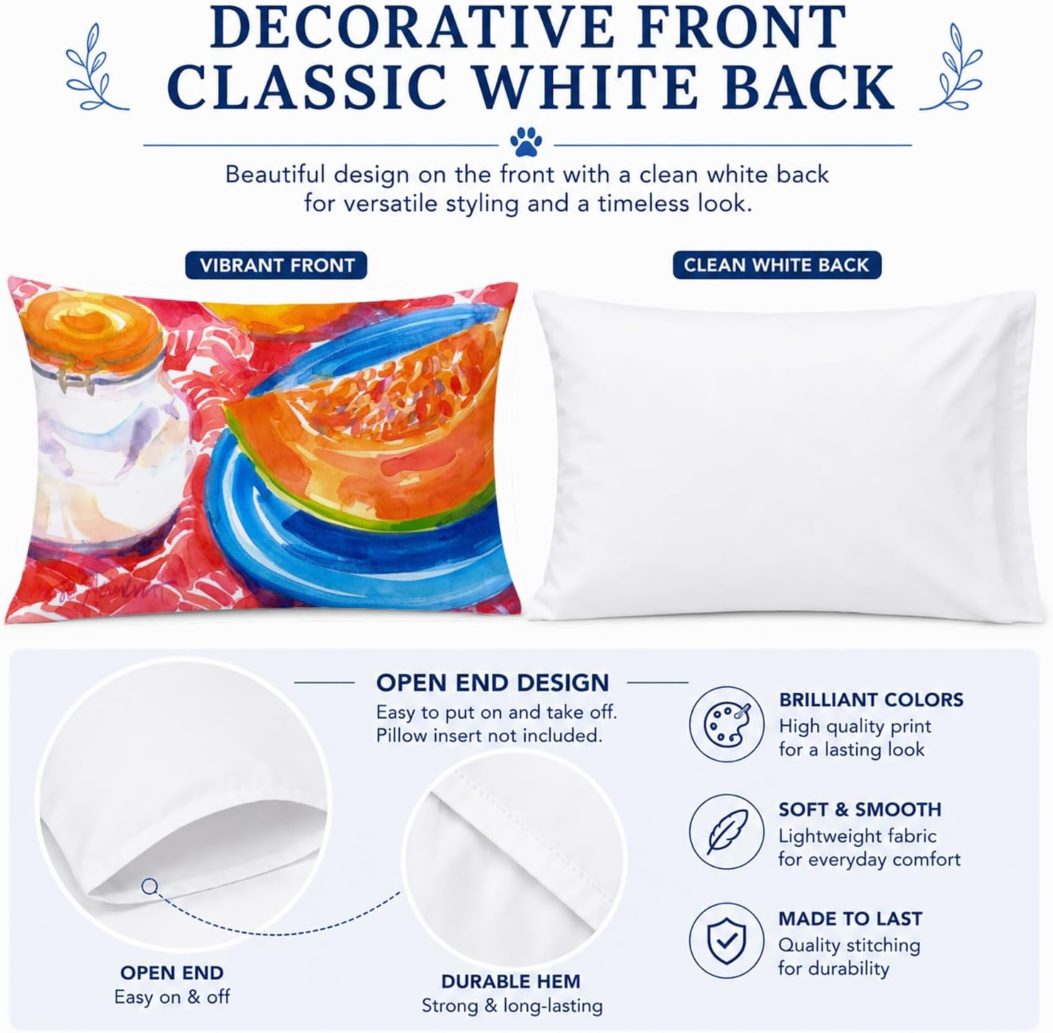 Caroline's Treasures 6036PILLOWCASE A Slice of Cantelope Fabric Standard Pillowcase Lightweight Super Soft Easy Care Decorative Artwork Pillowcase, Standard image 3