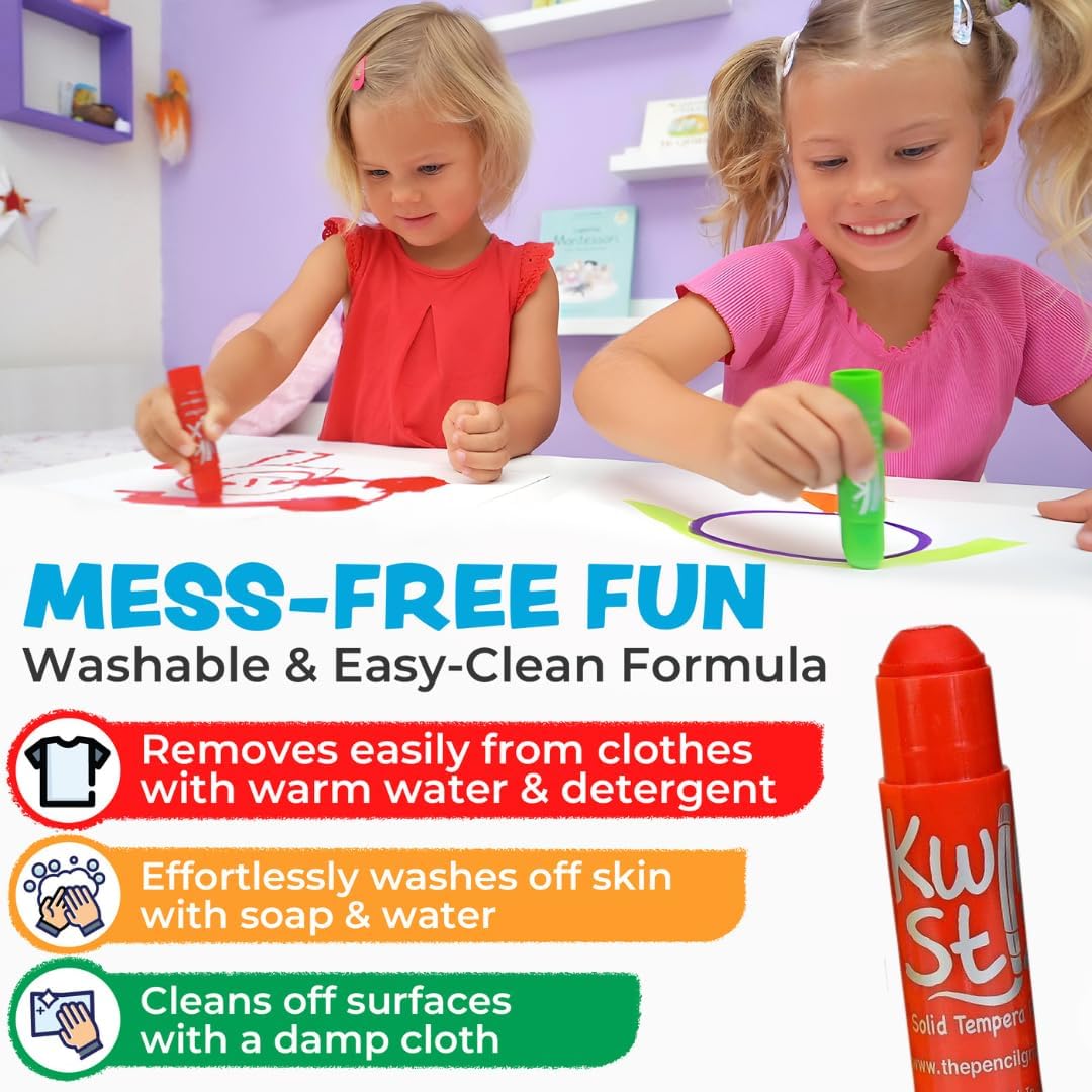 Kwik Stix Tempera Paint Sticks, 96 Count Class Pack in Rainbow Colors, Paint Sticks for Kids, Washable, Quick-Dry, Non-Toxic, Allergen-Free