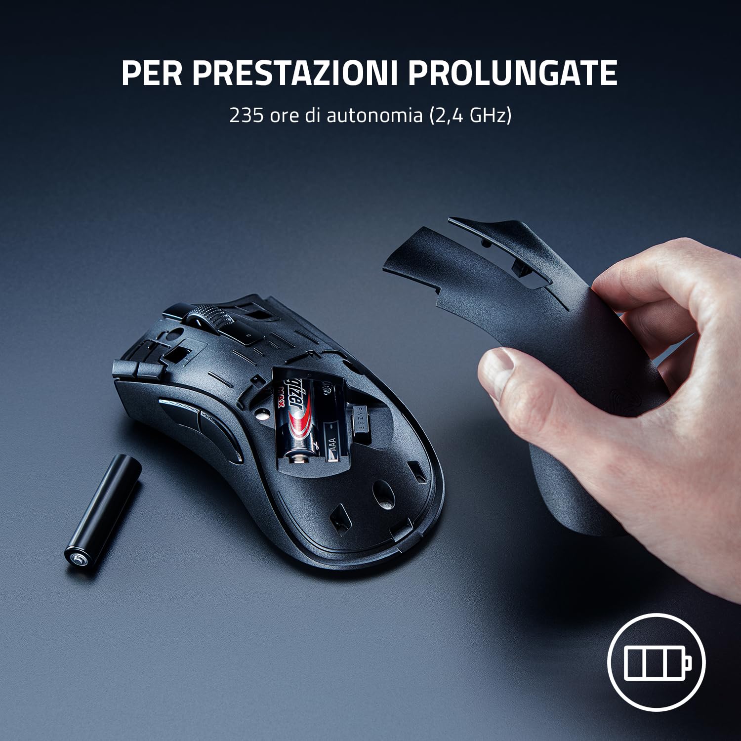 Razer DeathAdder V2 X HyperSpeed - Mouse Ergonomico per il Gioco Wireless (235 ore di Durata Della Batteria, Sensore Ottico 14K DPI, Interruttori Meccanici Gen-2, 7 Pulsanti Programmabili) Nero