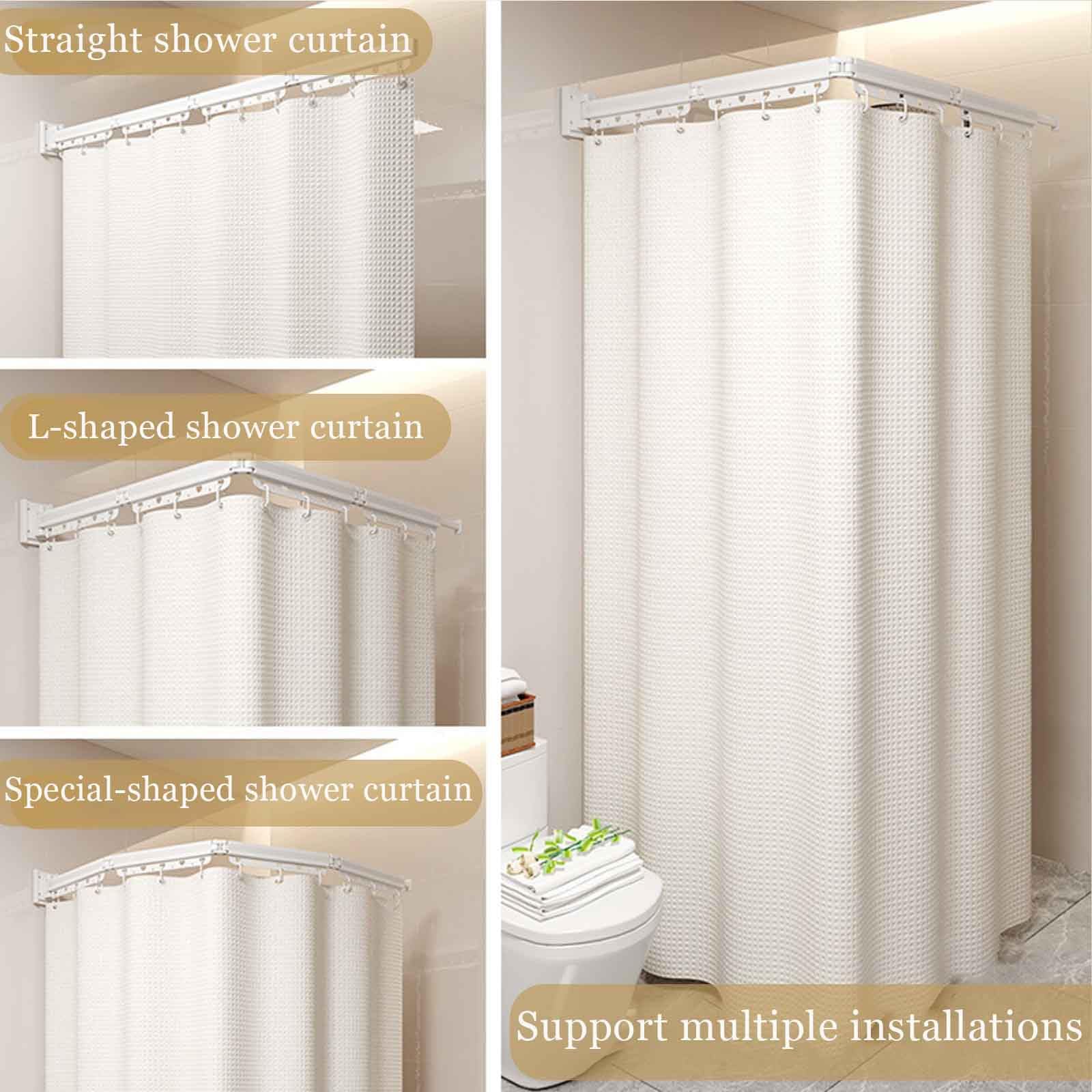 Ensemble de rideau de douche réglable et extensible en lin, résistant à l'eau, pour salle de bain moderne