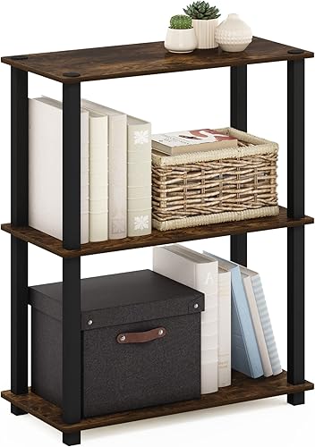 Miniatura 175 de Furinno Turn-N-Tube - Estantes de almacenamiento, estante para libros de 3 niveles, estante esquinero, estantes abiertos sin herramientas, para