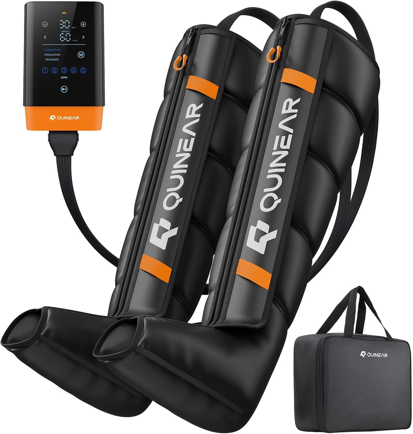 QUINEAR Cordless Leg Recovery System with 5-Zone Air Compression, Leg Massager for Circulation with 11 Levels & 3 Modes, Compression Boots for Athletes, Officer, Elderly(Medium)