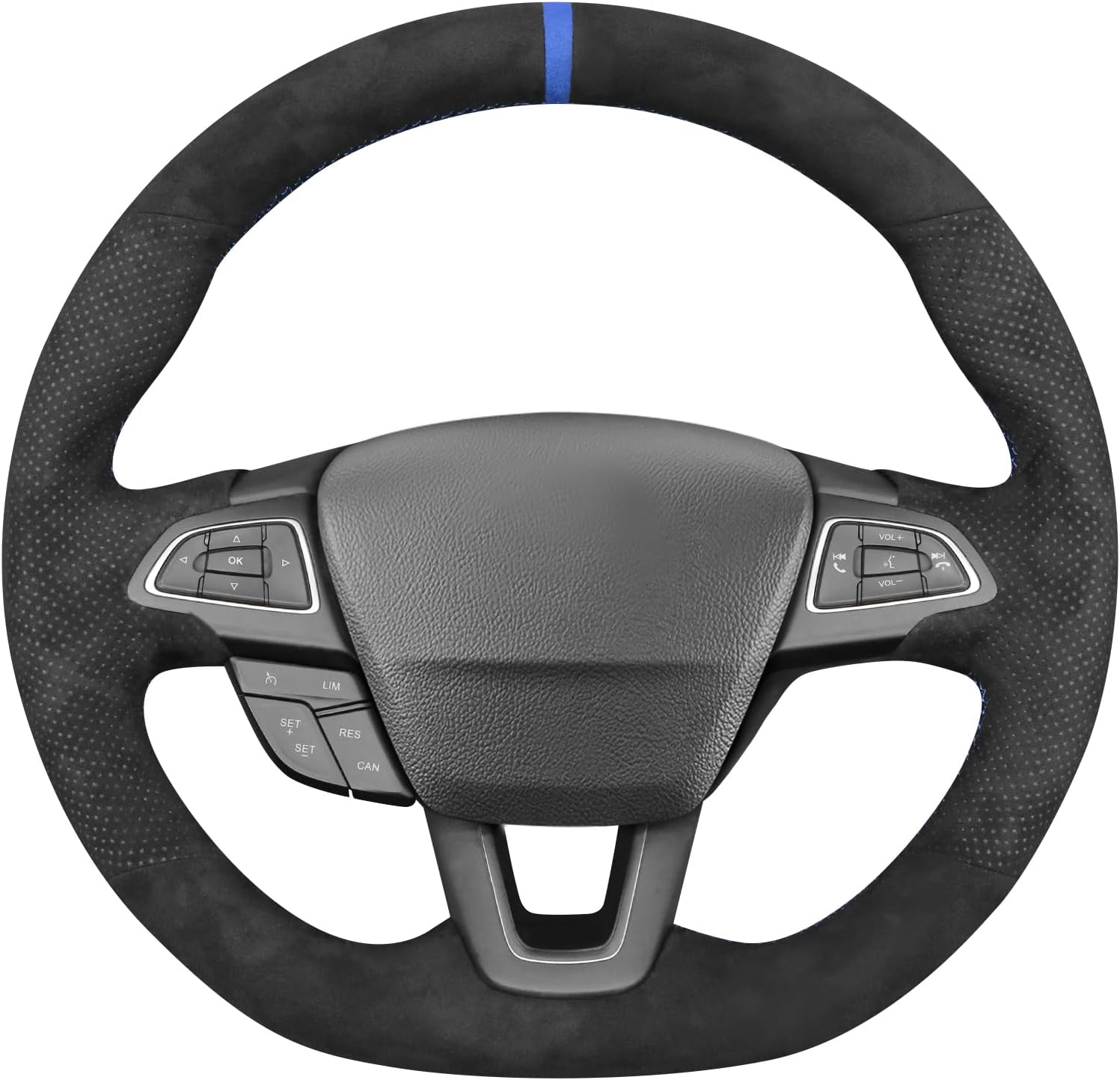 MEWANT Hand Stitched Steering Wheel Cover Wrap for Ford Focus MK3 ST 2015-2018/Focus RS 2016-2018 Steering Wheel Accessories for Ford Focus MK3 ST