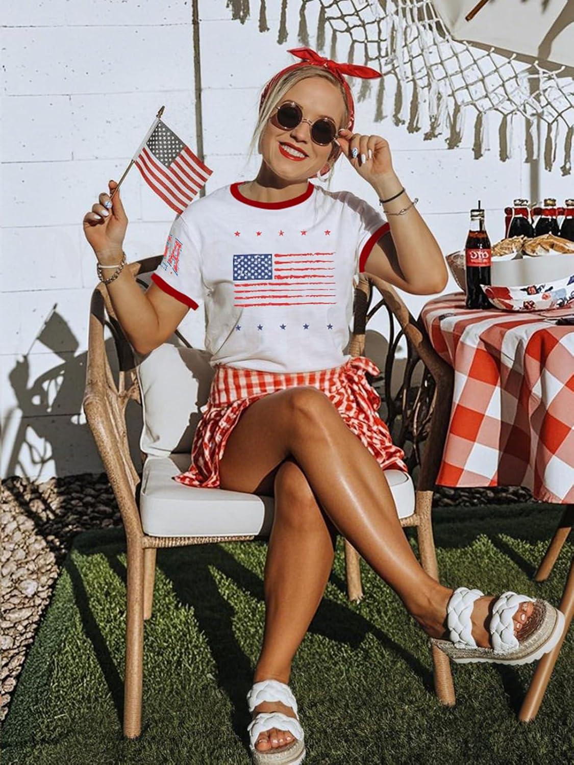 American Flag Shirts Women 250 Anniversary 4th of July Patriotic T-Shirts Vintage USA Stars and Stripes Ringer Tee Tops - Image 5