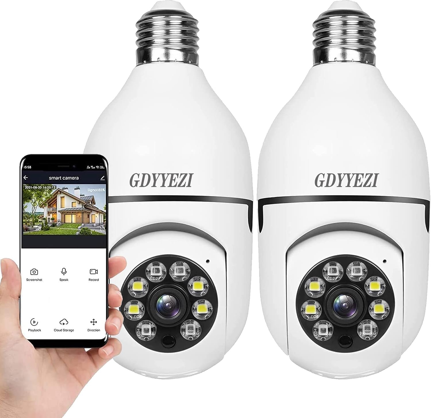 MBVBN Wireless WiFi Light Bulb Camera Security Camera,360 Panoramic Camera,Full HD 1080P Home Camera,Dome Surveillance Camera HD Night Vision Light Socket Camera for Home,Baby,Pet Monitor (2pc)