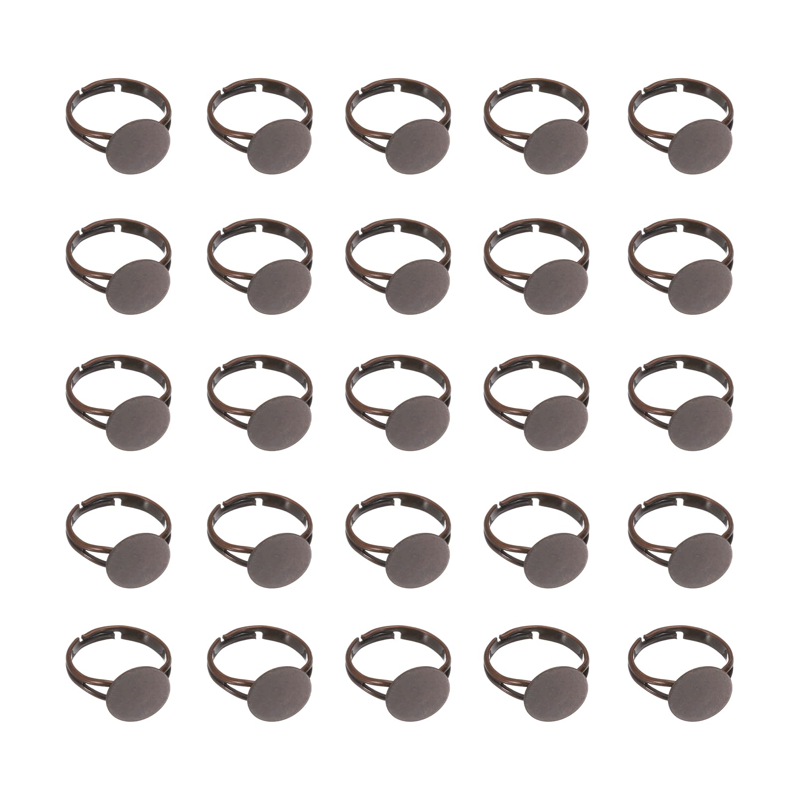 sourcing map Adjustable Blank Rings for Jewelry Making, 40 Pcs 12mm Adjustable Flat Blank Ring Base for Men Women DIY Crafts Jewelry Findings Components Birthday Wedding, Copper Tone