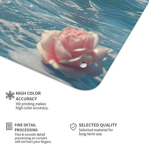 Miniatura 4 de Pink Roses Floating in Ocean Waves Metal Tin Sign Wall Decor Retro Sign for Home Living Room Bedroom Coffee Wall Decor Halloween Christmas Gifts