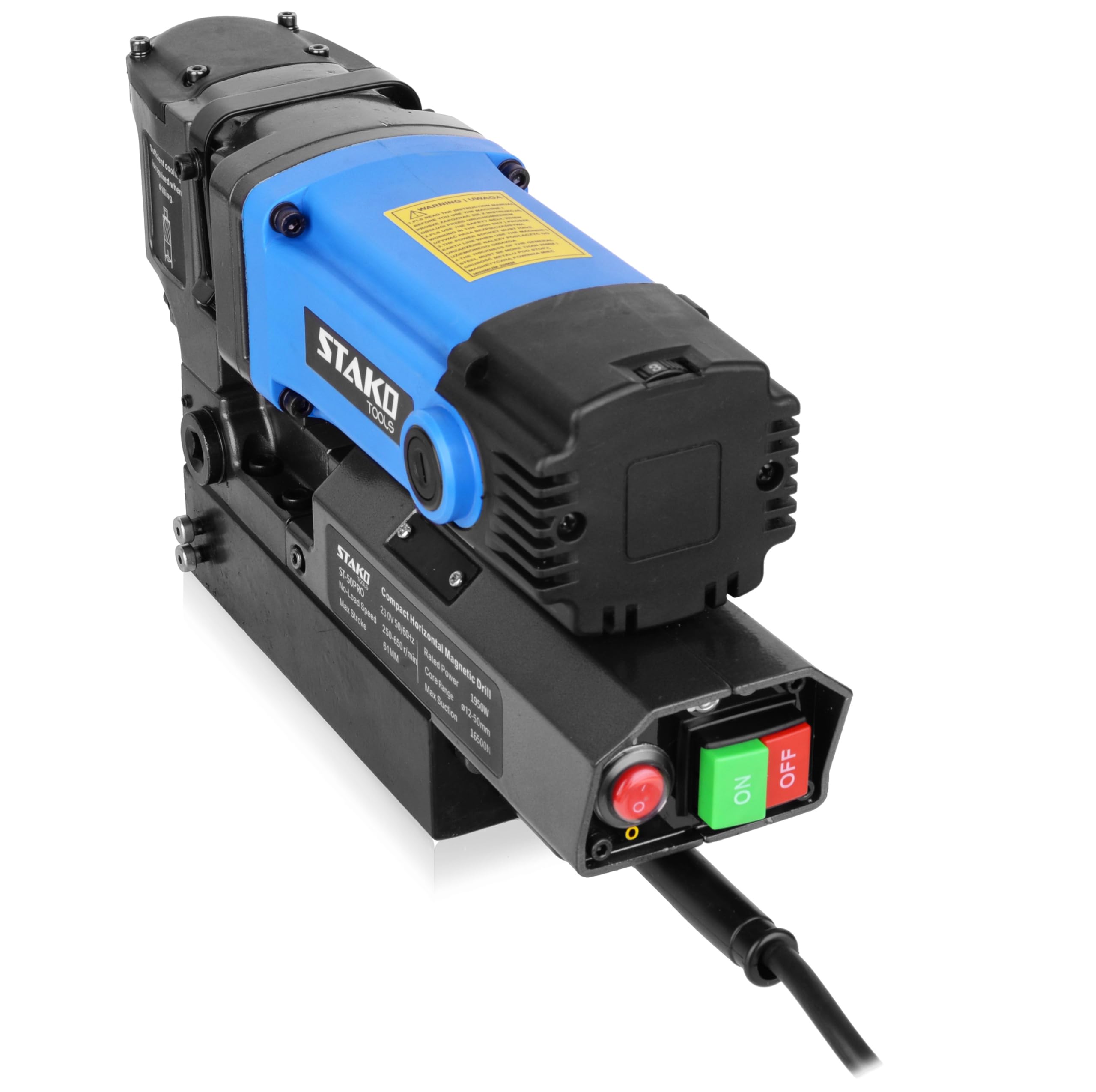 STAKO Perceuse magnétique à profil bas 1950W avec mallette ST-50PRO - Perceuse à noyau portable pour le travail des métaux - avec Weldon 19 mm - Léger 10 kg - Force magnétique 16500N - Perceuse à