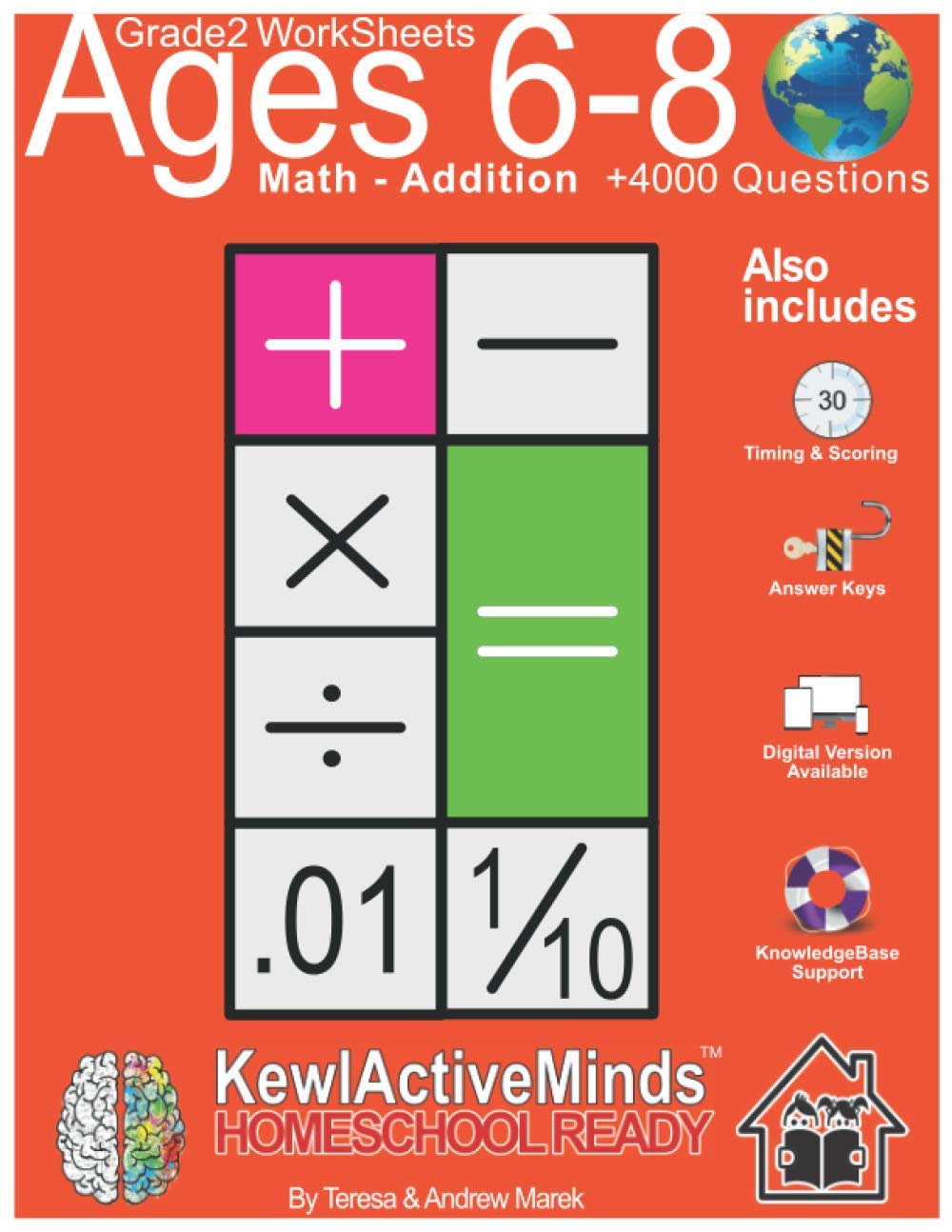 Grade 2 Worksheets - Math Addition, HomeSchool Ready +4000 Questions: Includes Timing & Scoring, Answer Keys, Knowledgebase Support