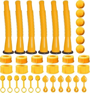 Gas Can Spout Replacement, Gas Can Nozzle,(6 Kit-Yellow) suitable for most 1/2/5/10 gal oil cans. Durable. The thickened oil gas can cap and thickened gasket will give Update your old gas can