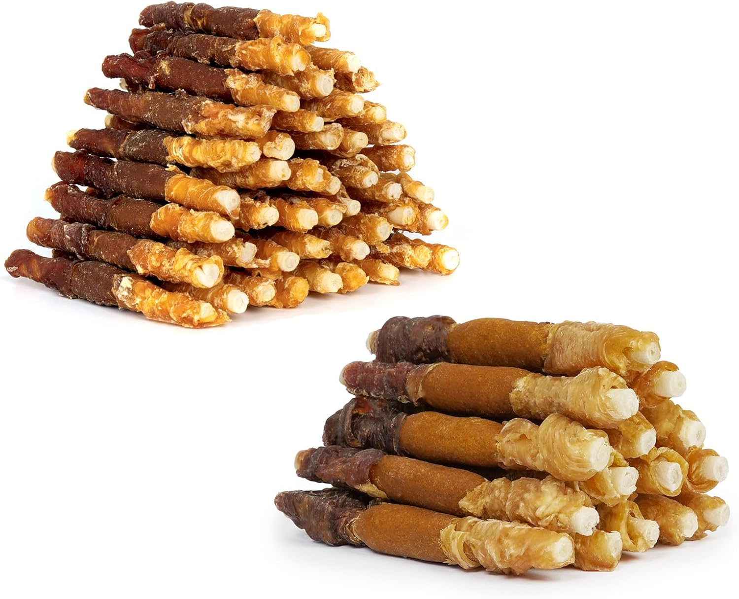 MON2SUN 5 Inch Triple Flavor Chicken Liver Duck and Chicken Rawhide 45 Count for Small and Medium Dogs & 5 Inch Triple Flavor Chicken Pumpkin and Duck Rawhide 15 Count for Small and Medium Dogs