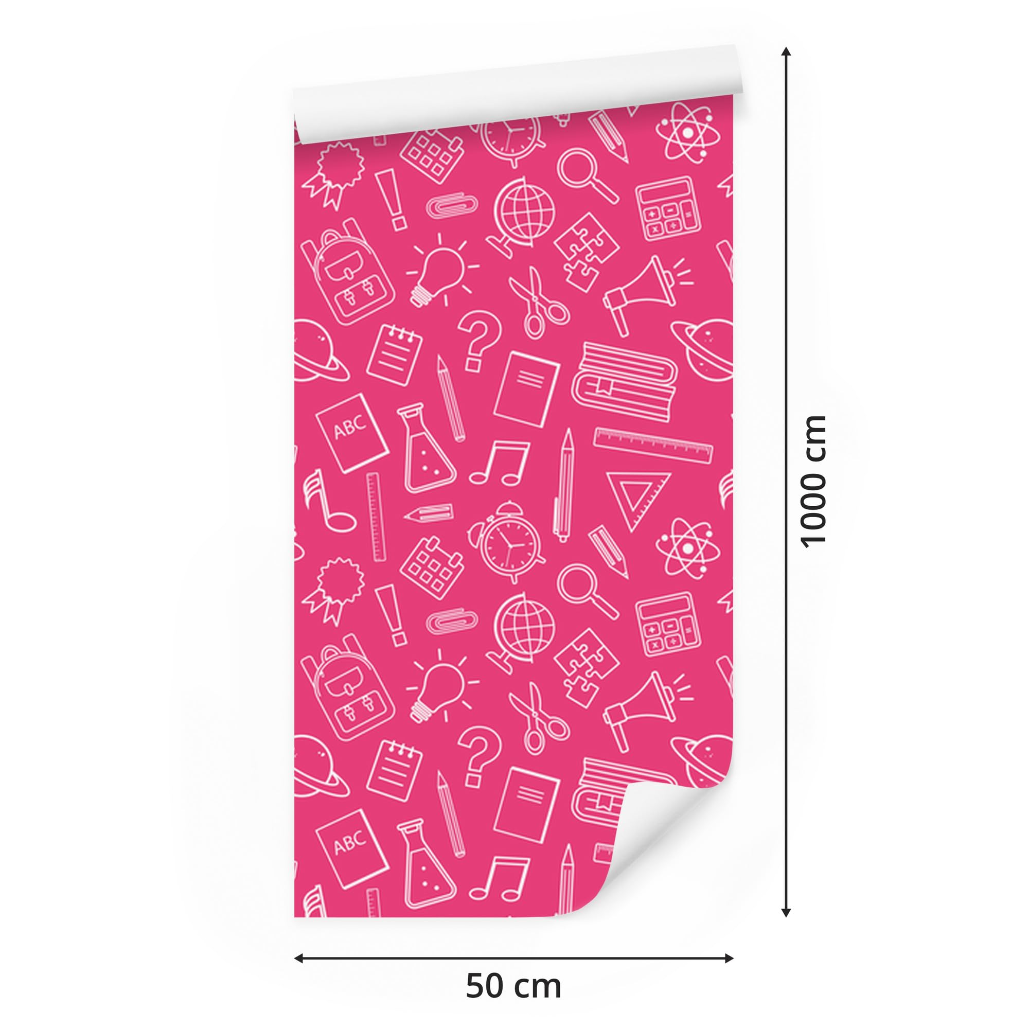 Vliestapete Schulmaterial – und Puderrosa 50 x 1000 cm